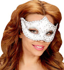 White Rialto Eyemask With Holographic Sequin