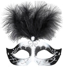 Black & White Venice Eyemask , Gem & Feathers
