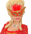 Red Eyemask With Gold Trim & Feathers