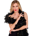 Black Feather Boa With Gold Tinsel - 1,80 M - 50 G