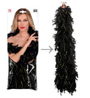 Black Feather Boa With Gold Tinsel - 1,80 M - 50 G