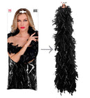 Black Feather Boa With Silver Tinsel - 1,80 M - 50 G
