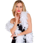 White Feather Boa With Silver Tinsel - 1,80 M - 50 G