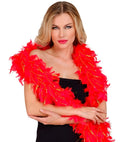Red Feather Boa With Gold Tinsel - 1,80 M - 50 G