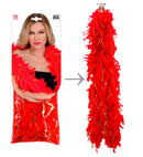 Red Feather Boa With Gold Tinsel - 1,80 M - 50 G