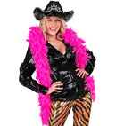 Hot Pink Feather Boa With Iridescent Tinsel - 1,80 M - 50 G