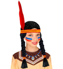 Indian Wig With Headband & Feather In Polybag