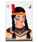 Indian Wig With Headband & Feather In Polybag