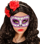 Unisex Dia De Los Muertos Eyemask Decorated Black & Purple 