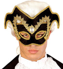 Unisex Venetian Nobleman Eyemask With Gem And Gold Trim