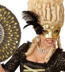 Gold Venice Eyemask With Rose, Beads & Feathers