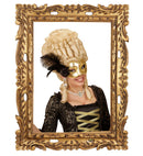 Gold Venice Eyemask With Rose, Beads & Feathers