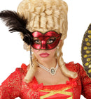 Metallic Red Venice Eyemask With Rose, Beads & Feathers