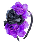 3 Purple-Black Roses Headband 