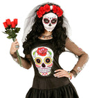 6 Red Roses Headband With Skull &Veil