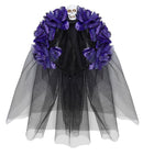 6 Purple Roses Headband With Skull & Veil
