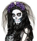 6 Purple Roses Headband With Skull & Veil
