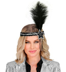 Black-Silver Happy New Year  Star Sequin Headband With Feather
