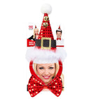 Sequin Mini Santa Hat With 2 Jingle Bells & Bow Tie