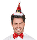 Sequin Mini Santa Hat With 2 Jingle Bells & Bow Tie