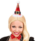 Sequin Mini Santa Hat With 2 Jingle Bells & Bow Tie