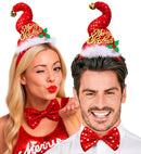 Sequin Mini Santa Hat With Jinglebell & Bow Tie