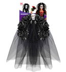 6 Black Roses Headband With Skull & Veil