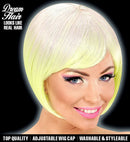 Purple-Neon Yellow Melange Fashion Wig In Full Color Pvc Box