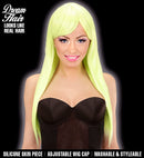 Neon Yellow Fashion Wig In Full Color Pvc Box