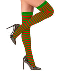 Red/Green Striped Thigh Highs 70 Den