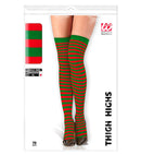 Red/Green Striped Thigh Highs 70 Den