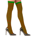 Red/Green Striped Thigh Highs 70 Den