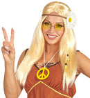 Blonde Hippie Wig With Daisy Headband In Polybag