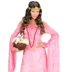 Brown Hippie / Medieval Wig With Sunflower Headband In Polybag