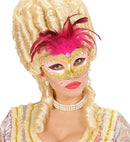 Gold Royal Eyemask With Strass Gem, Decorated  & Feathers