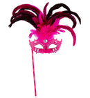 Pink Marquise Eyemask On A Stick Decorated With Strass, , Gem& Feathers