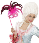 Pink Marquise Eyemask On A Stick Decorated With Strass, , Gem& Feathers