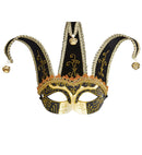 Black Jolly Mask Decorated With Gold & Black  With Jingle Bells Unisex