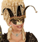 Black Jolly Mask Decorated With Gold & Black  With Jingle Bells Unisex