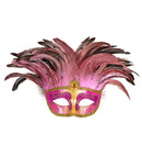 Pink Comtesse Mask Decorated , Gem & Feathers