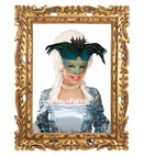 Blue Comtesse Mask Decorated, Gem & Feathers