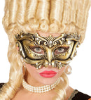 Deluxe Bronze Baroque Colombina Mask With Strass