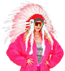 Deluxe Pink Indian Headdress Withmarabou