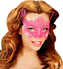 Neon Pink Lace Eyemask