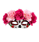 Dia De Los Muertos Eyemask Decorated With Red & Pink Roses