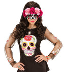 Dia De Los Muertos Eyemask Decorated With Red & Pink Roses