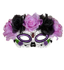 Dia De Los Muertos Eyemask Decorated  Purple & Black Roses