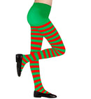 Green-Red Striped Pantyhose 70 Den