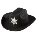 Real-Look Black Cowboy Hat With Sheriff Star Child Size