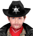 Real-Look Black Cowboy Hat With Sheriff Star Child Size